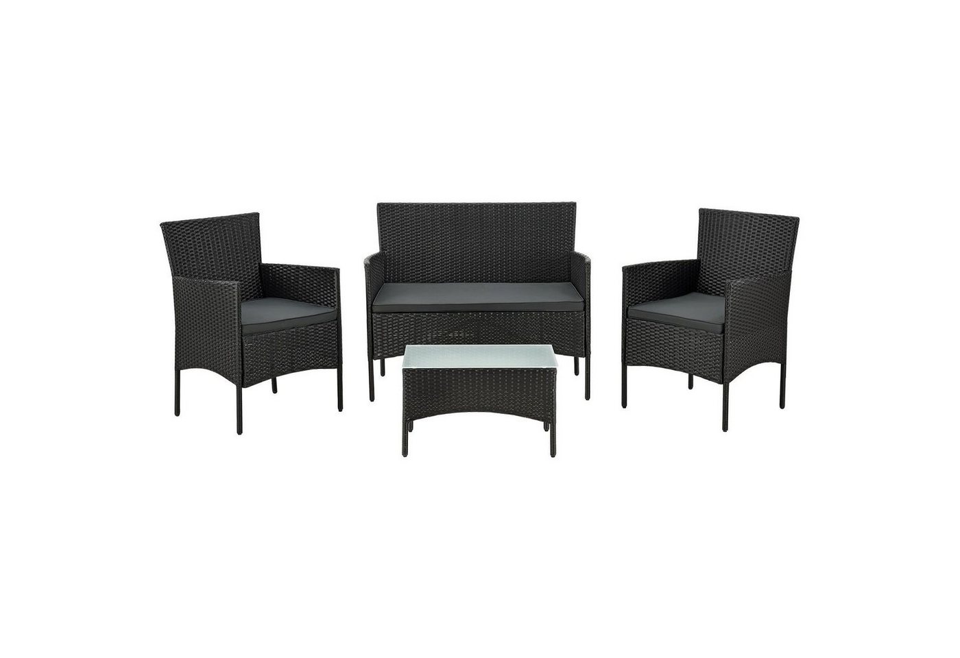 Juskys Gartenlounge-Set Fort Myers, wetterfeste Polyrattan Sitzgruppe für 4 Personen von Juskys