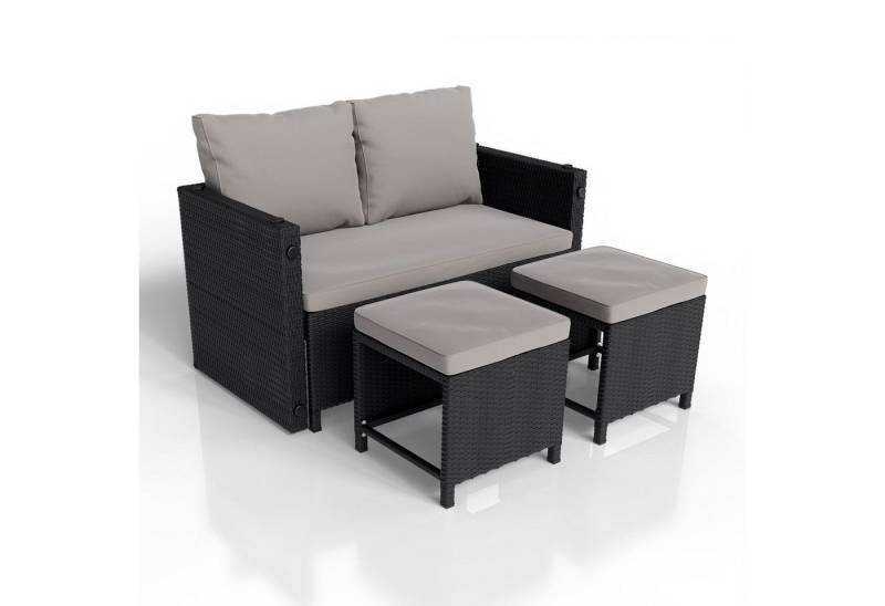 Juskys Gartenlounge-Set Jamaika, 2in1 Polyrattan Set, wetterbeständig von Juskys