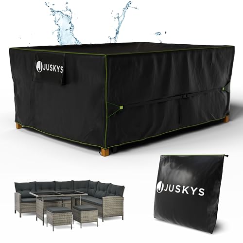 Juskys Gartenmöbel Abdeckplane CoverSafe Pro 242x182x100 cm - winterfest & wasserdicht - Schutzhülle für Gartentisch, UV-Schutz, Abdeckhaube Gartentisch von Juskys