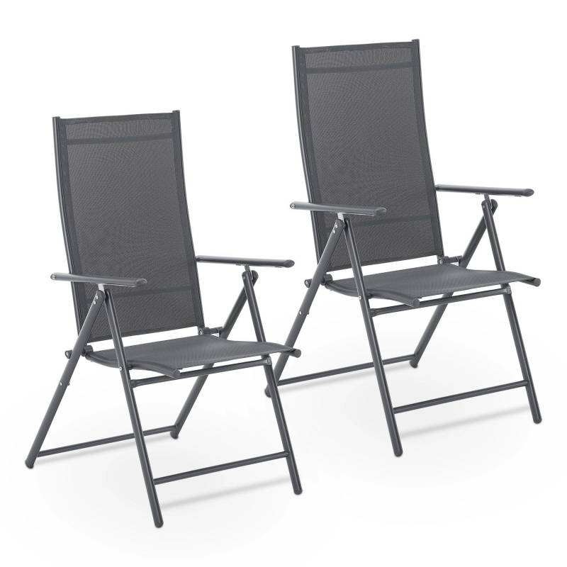 Juskys Gartenstuhl Campingstuhl Calena 2er Set Klappbar Verstellbar Anthrazit von Juskys