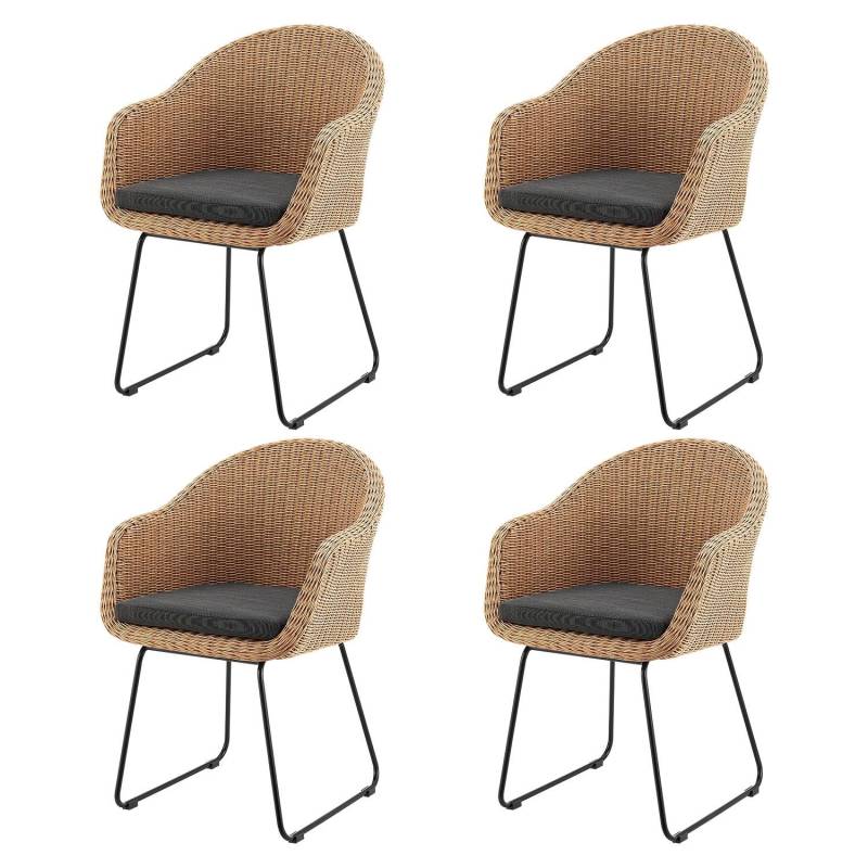Juskys Gartenstuhl Cody 4er Set mit Beinen aus Eisen von Juskys