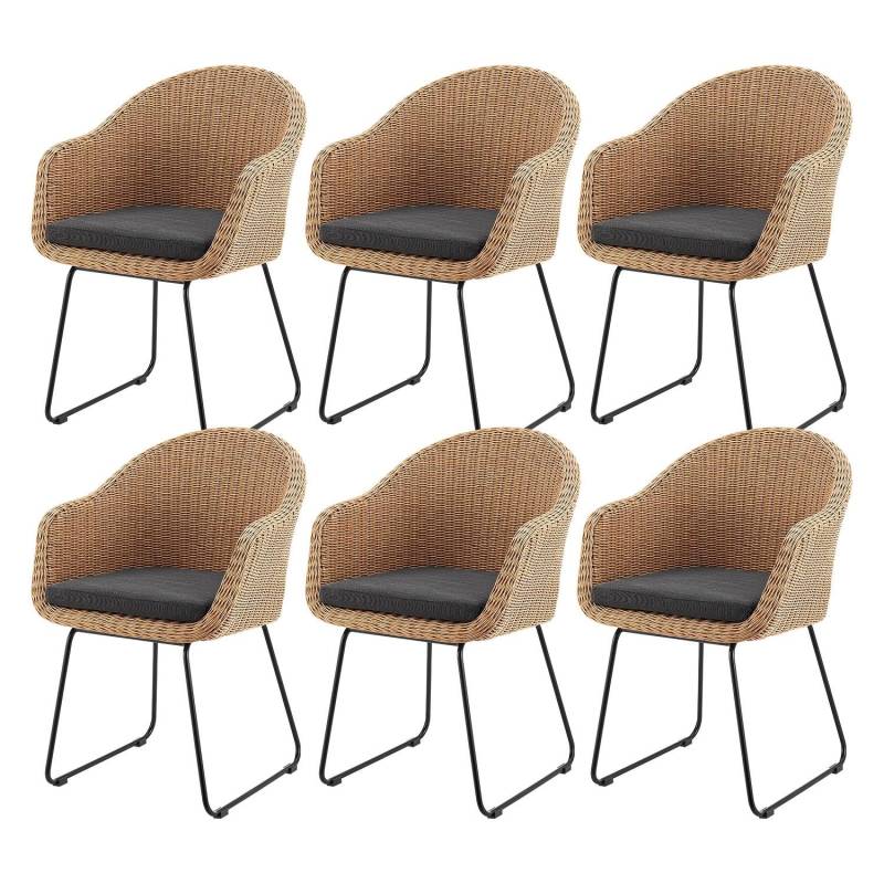 Juskys Gartenstuhl Cody 6er Set mit Beinen aus Eisen von Juskys