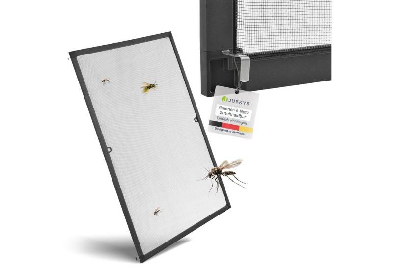 Juskys Insektenschutz-Fensterrahmen Fliegenschutzgitter, individuell kürzbar, pflegeleicht von Juskys