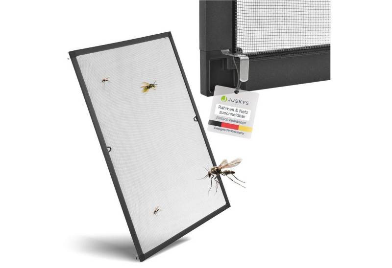 Juskys Insektenschutz-Fensterrahmen Fliegenschutzgitter, individuell kürzbar, pflegeleicht von Juskys