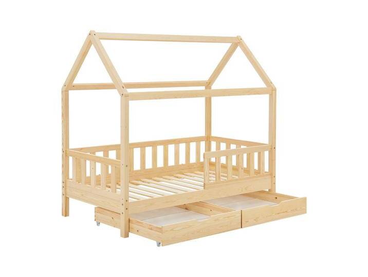 Juskys KINDERBETT, Natur, Holz, 80x160 cm, Kinder- & Jugendzimmer, Kindermöbel, Kinderbetten, Hausbetten von Juskys