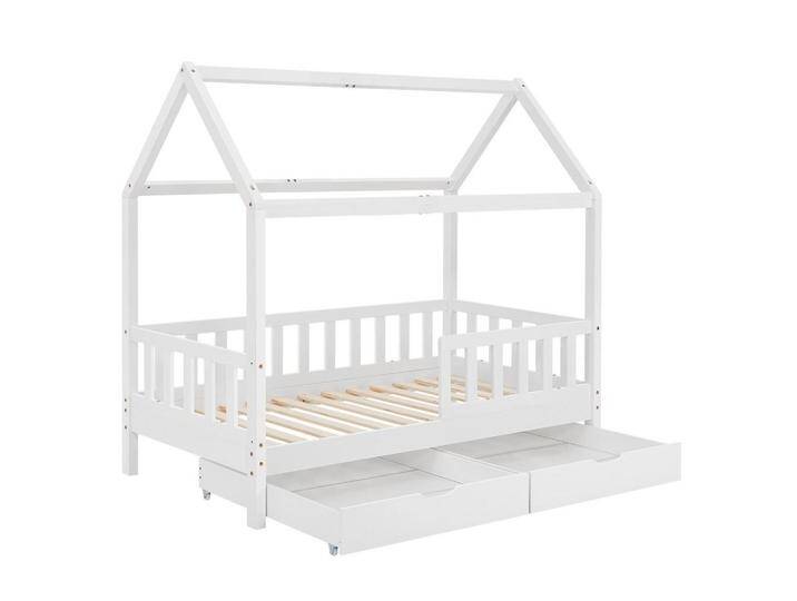 Juskys KINDERBETT, Weiß, Holz, 90x200 cm, Kinder- & Jugendzimmer, Kindermöbel, Kinderbetten, Hausbetten von Juskys