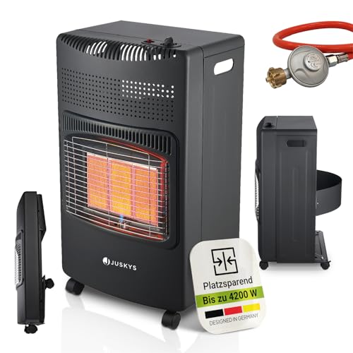 Juskys Keramik Gasheizung GS42US in Schwarz - 4200 W mit Druckregler & Schlauch - Mobil, effizient & energiesparend - Gasheizer Gasheizofen Gasheizgerät Juskys Keramik Gasheizung GS42US in Schwarz - 4200 W mit Druckregler & Schlauch - Mobil, effizient & energiesparend - Gasheizer Gasheizofen Gasheizgerät von Juskys