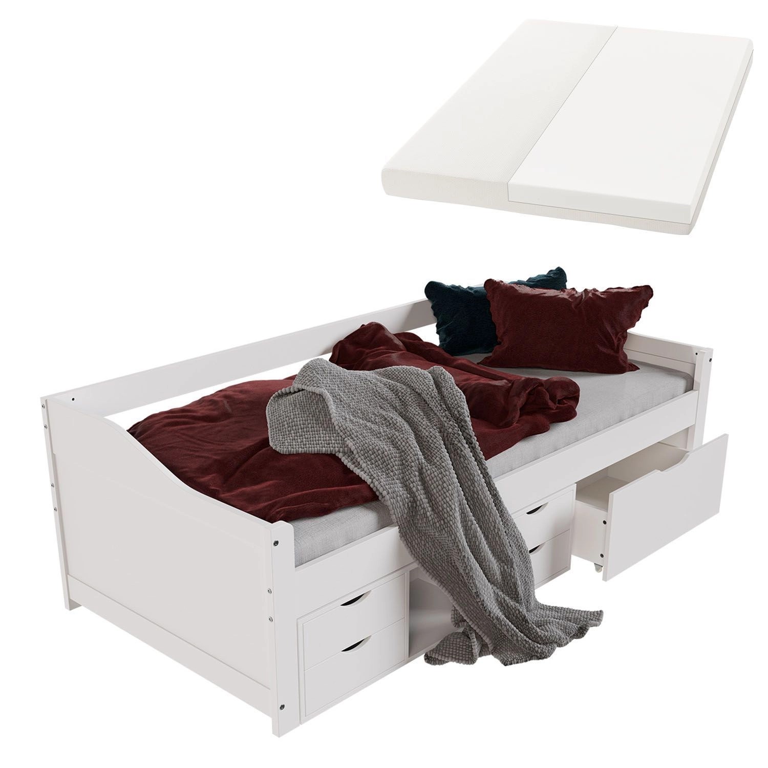 Juskys Kinder Funktionsbett Nalu 90x200 cm mit Matratze Juskys Kinder Funktionsbett Nalu 90x200 cm mit Matratze von Juskys