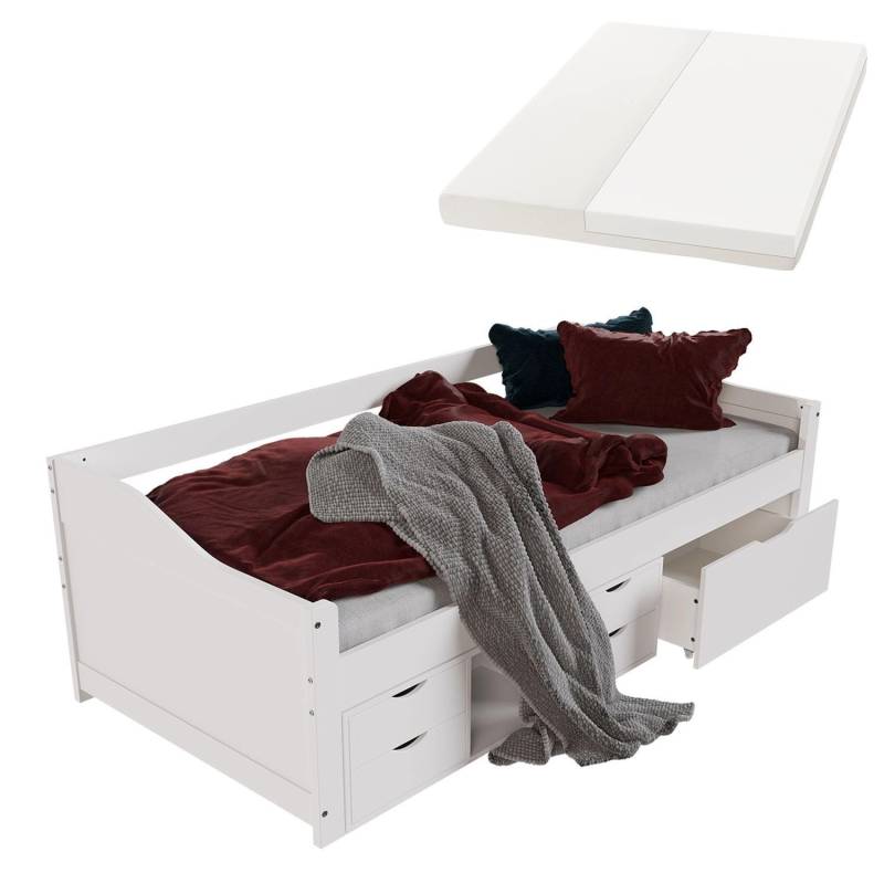 Juskys Kinder Funktionsbett Nalu 90x200 cm mit Matratze von Juskys