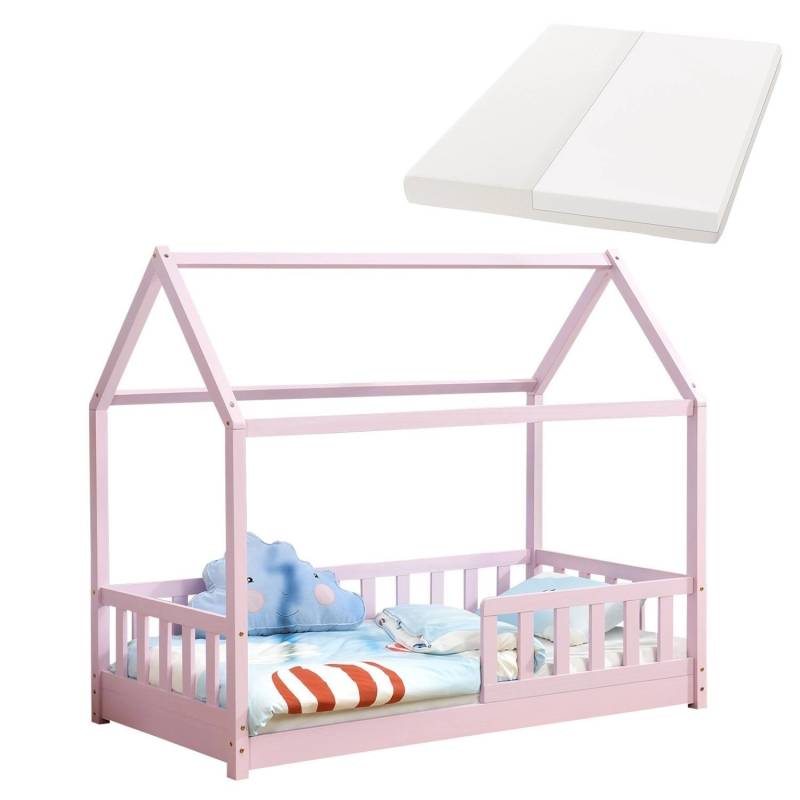 Juskys Kinderbett Marli 80 x 160 cm mit Matratze Rosa von Juskys