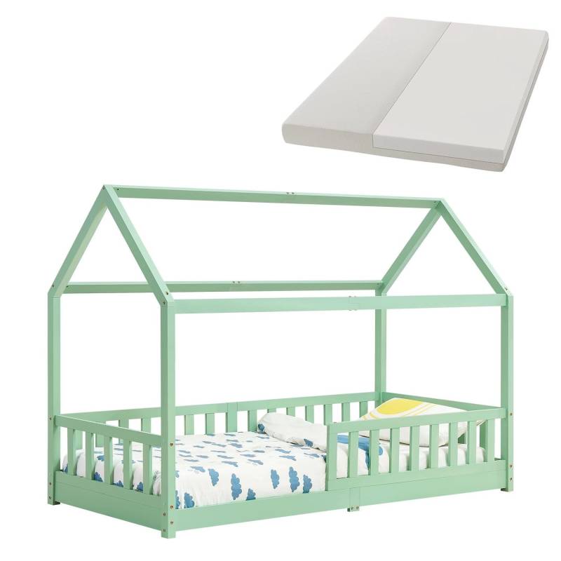 Juskys Kinderbett Marli 90 x 200 cm mit Matratze Mint von Juskys