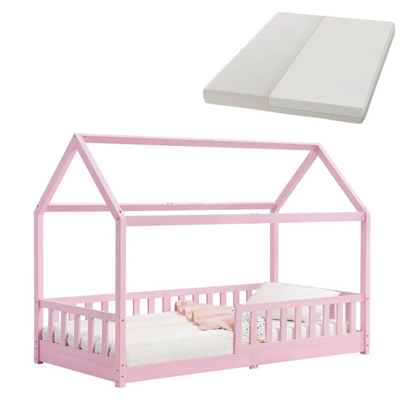 Juskys Kinderbett Marli 90 x 200 cm mit Matratze Rosa von Juskys