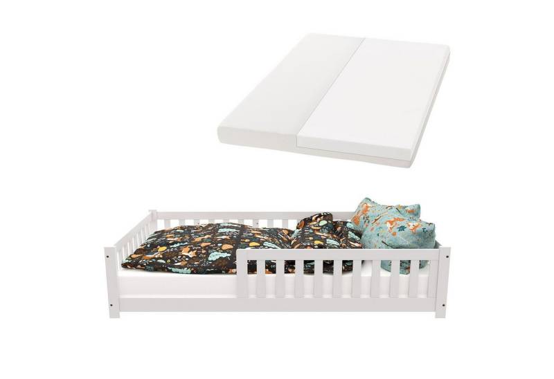 Juskys Kinderbett Naya, 120x200 cm Bodenbett, Holz, mit Matratze, Rausfallschutz & Lattenrost Juskys Kinderbett Naya, 120x200 cm Bodenbett, Holz, mit Matratze, Rausfallschutz & Lattenrost von Juskys