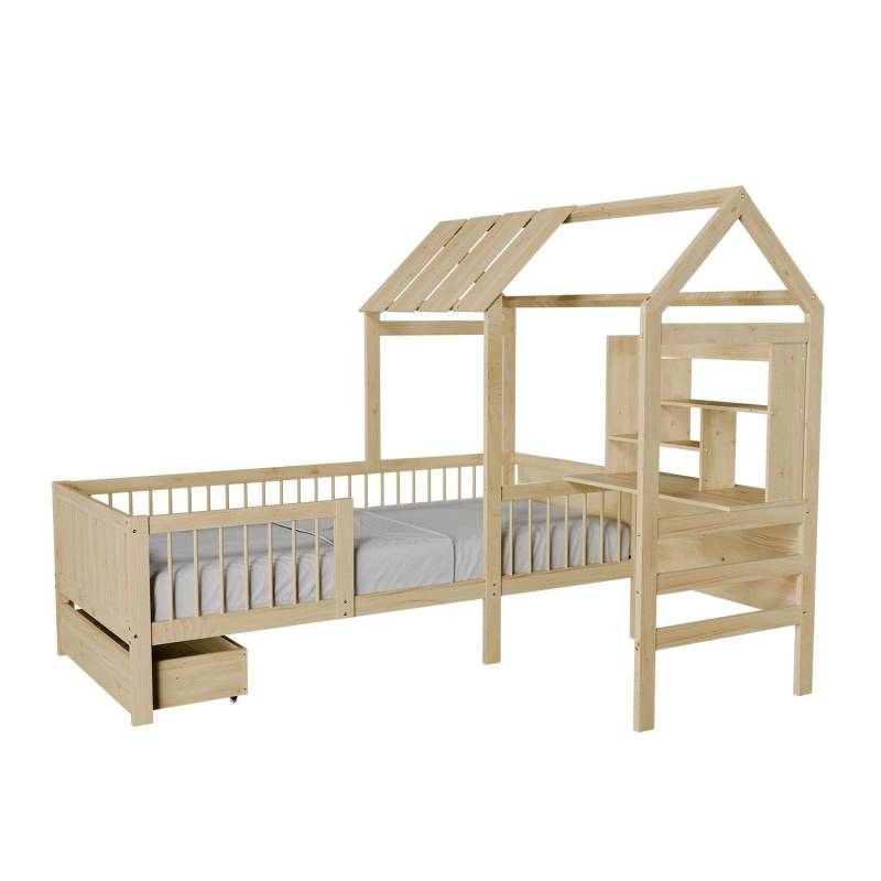 Juskys Kinderbett Yari mit Matratze 90x200 cm Natur von Juskys