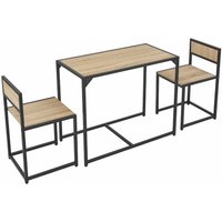 Küchentisch Set mit Esstisch & 2 Stühlen - Industrial, klein & platzsparend - 3-teilige Essgruppe für 2 Personen - Stahl - Graue Holzoptik - Juskys von Juskys