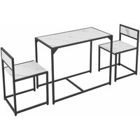 Küchentisch Set mit Esstisch & 2 Stühlen - Industrial, klein & platzsparend - 3-teilige Essgruppe für 2 Personen - Stahl - Marmoroptik - Juskys von Juskys