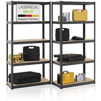 Juskys Lagerregal Basic 8er Set 180x90x40 cm – 8 Schwerlastregale mit 40 Böden – max. 7000 kg - Metall verzinkt - Regale Kellerregal Metallregal von Juskys