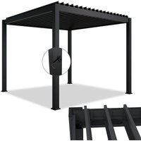 Juskys Lamellendach Tahiti - Stahl Pergola - Terrassenüberdachung stabil & wetterfest - Überdachung für Garten & Terrasse - 3x3 m in Anthrazit von Juskys