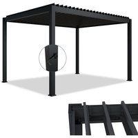 Juskys Lamellendach Tahiti - Stahl Pergola - Terrassenüberdachung stabil & wetterfest - Überdachung für Garten & Terrasse - 3x4 m in Anthrazit von Juskys