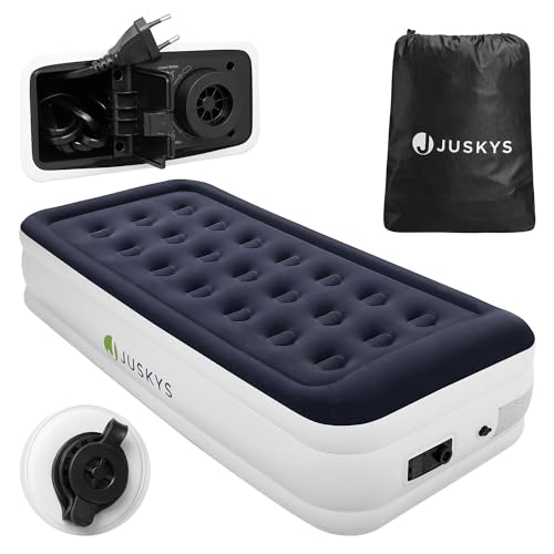 Juskys Luftmatratze Selbstaufblasend 90x190cm - Luftbett 1 Person mit integr. Luftpumpe - ideal als Gästebett oder Camping Matratze - wasserdicht von Juskys