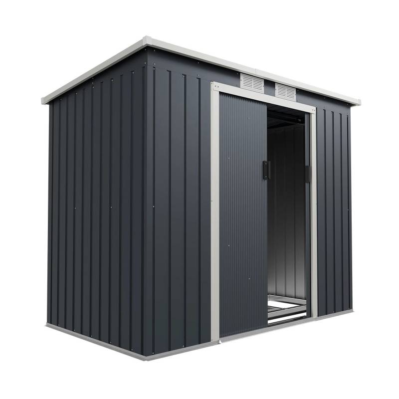 Juskys Metall Geräteschuppen Gerätehaus M mit Pultdach in Anthrazit von Juskys