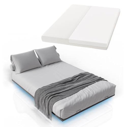 Juskys Metallbett Palamos 140x200 cm mit Matratze, Lattenrost & LED Beleuchtung - Schwebebett minimalistisch & modern - Bettgestell, Bett - Schwarz von Juskys