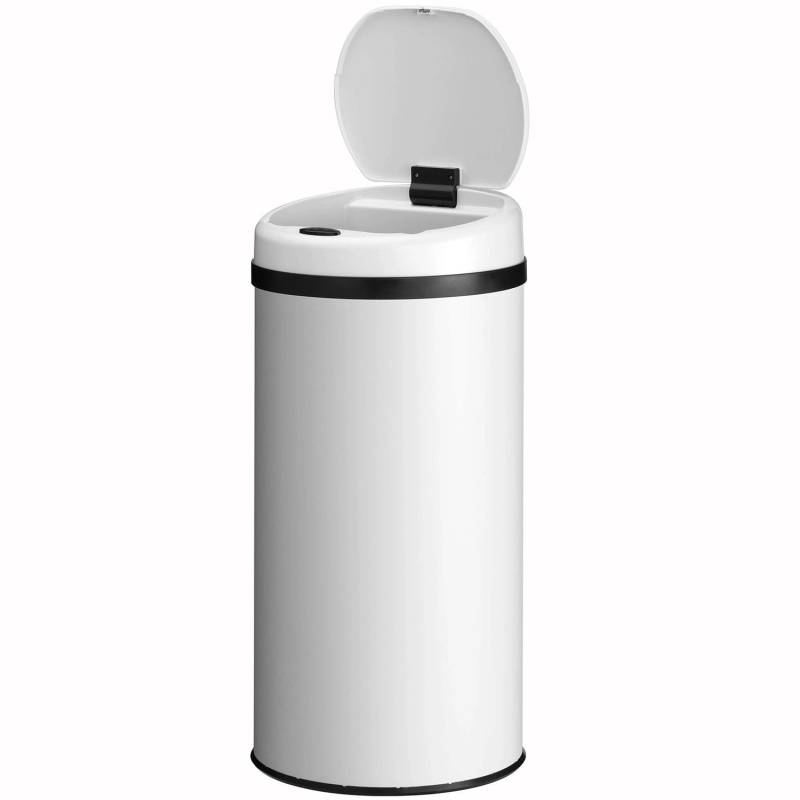 Juskys Mülleimer Rund mit Sensor 40 L Weiß von Juskys