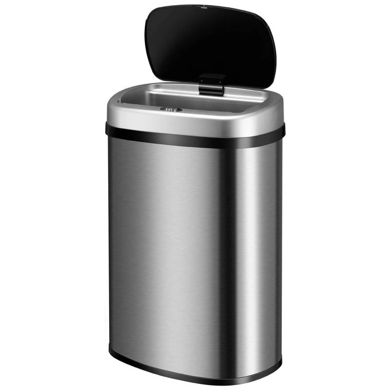 Juskys Mülleimer Viereckig mit Sensor 50 L Silber von Juskys