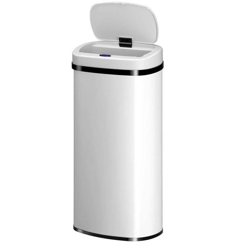 Juskys Mülleimer Viereckig mit Sensor 70 L Weiß von Juskys