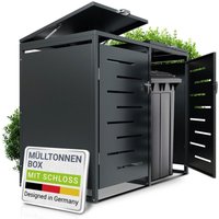 Juskys Mülltonnenbox Arel - Metall Gartenbox für 120l Mülltonnen - Aufbewahrungsbox abschließbar - Unterstand mit Dach & Gasdruckfeder - Anthrazit 2er Juskys Mülltonnenbox Arel - Metall Gartenbox für 120l Mülltonnen - Aufbewahrungsbox abschließbar - Unterstand mit Dach & Gasdruckfeder - Anthrazit 2er von Juskys