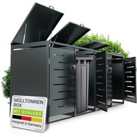 Juskys Mülltonnenbox Arel - Metall Gartenbox für 120l Mülltonnen - Aufbewahrungsbox abschließbar - Unterstand mit Dach & Gasdruckfeder - Anthrazit 4er Juskys Mülltonnenbox Arel - Metall Gartenbox für 120l Mülltonnen - Aufbewahrungsbox abschließbar - Unterstand mit Dach & Gasdruckfeder - Anthrazit 4er von Juskys