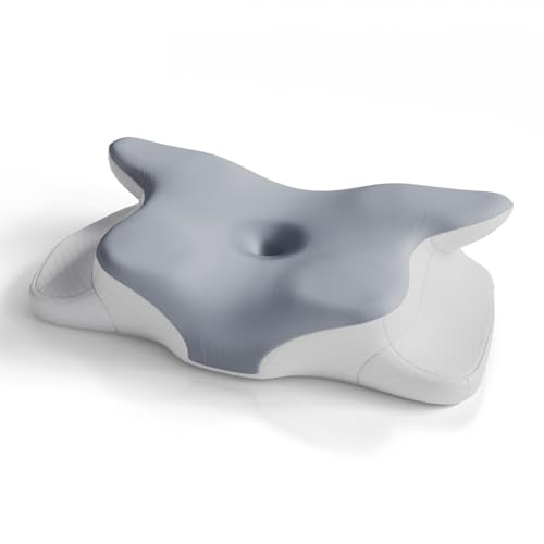 Juskys Nackenkissen 1er Set - Ergonomisches Kopfkissen mit Memory-Foam, atmungsaktivem Bezug - Kissen für den Nacken, gesunder Schlaf - weiß/grau Juskys Nackenkissen 1er Set - Ergonomisches Kopfkissen mit Memory-Foam, atmungsaktivem Bezug - Kissen für den Nacken, gesunder Schlaf - weiß/grau von Juskys