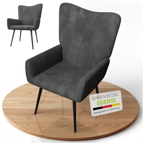 Juskys Ohrensessel Odense ohne Hocker, Relaxsessel mit Cord-Stoff, skandinavischer Stil, hoher Rücken & gepolstert, Stahlgestell – Grau Juskys Ohrensessel Odense ohne Hocker, Relaxsessel mit Cord-Stoff, skandinavischer Stil, hoher Rücken & gepolstert, Stahlgestell – Grau von Juskys