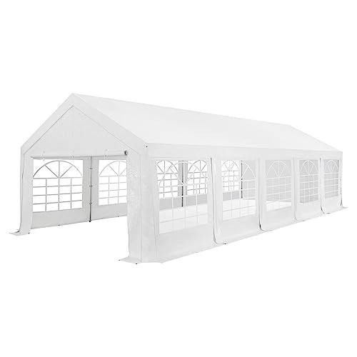 Juskys Partyzelt Gala 4 x 10 m - UV-Schutz Plane, Flexible Seitenwände - Pavillon stabil, groß - Outdoor Party Garten - Zelt Festzelt Weiß von Juskys