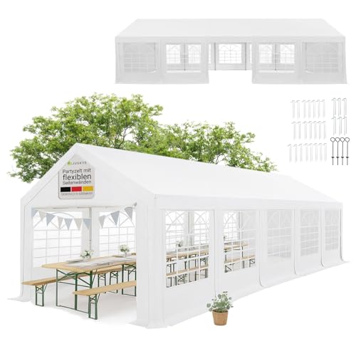 Juskys Partyzelt Gala 4 x 10 m - UV-Schutz Plane, Flexible Seitenwände - Pavillon stabil, groß - Outdoor Party Garten - Zelt Festzelt Weiß Juskys Partyzelt Gala 4 x 10 m - UV-Schutz Plane, Flexible Seitenwände - Pavillon stabil, groß - Outdoor Party Garten - Zelt Festzelt Weiß von Juskys
