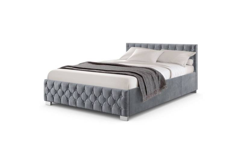Juskys Polsterbett Nizza, Stauraum, LED Licht, Chesterfield Steppung, Samtbezug von Juskys