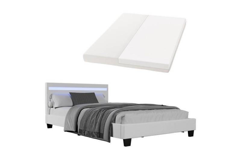 Juskys Polsterbett Paris, 120x200 cm, LED-Licht, weiches Kopfteil, inkl. Kaltschaummatratze Juskys Polsterbett Paris, 120x200 cm, LED-Licht, weiches Kopfteil, inkl. Kaltschaummatratze von Juskys