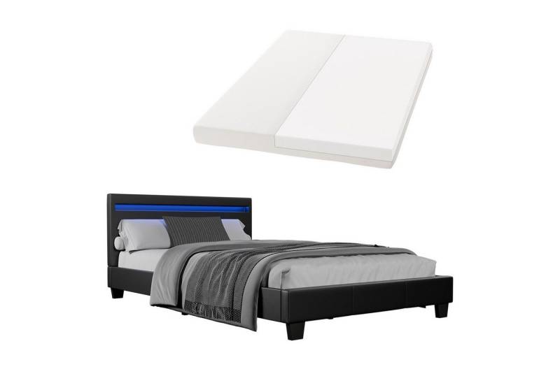 Juskys Polsterbett Paris, 120x200 cm, LED-Licht, weiches Kopfteil, inkl. Kaltschaummatratze Juskys Polsterbett Paris, 120x200 cm, LED-Licht, weiches Kopfteil, inkl. Kaltschaummatratze von Juskys