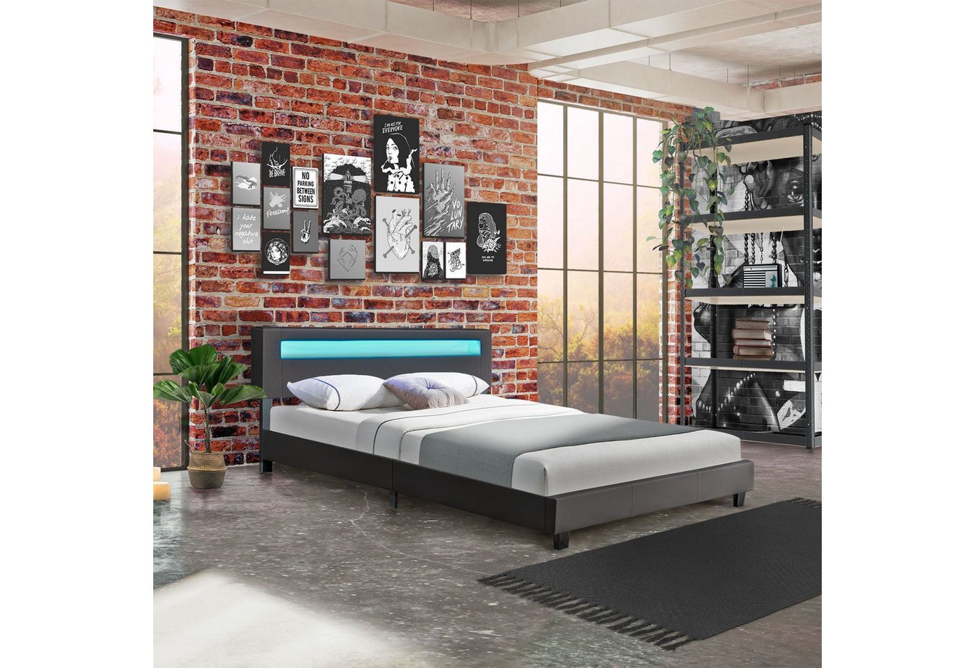 Juskys Polsterbett Paris, 160x200 cm, RGB-LED, Kunstleder, weiches Kopfteil, inkl. Matratze Juskys Polsterbett Paris, 160x200 cm, RGB-LED, Kunstleder, weiches Kopfteil, inkl. Matratze von Juskys