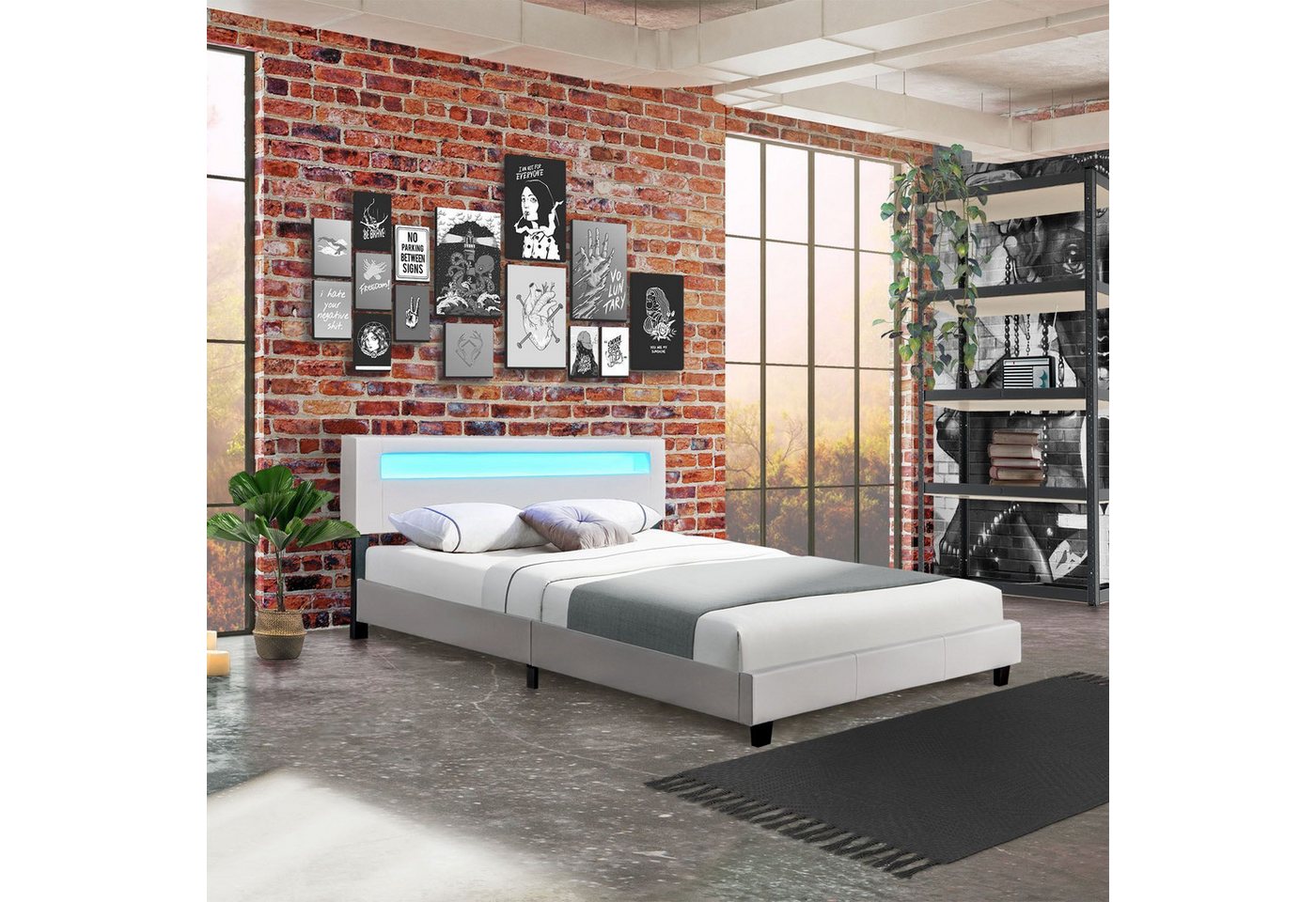 Juskys Polsterbett Paris, 160x200 cm, RGB-LED, Kunstleder, weiches Kopfteil, inkl. Matratze Juskys Polsterbett Paris, 160x200 cm, RGB-LED, Kunstleder, weiches Kopfteil, inkl. Matratze von Juskys