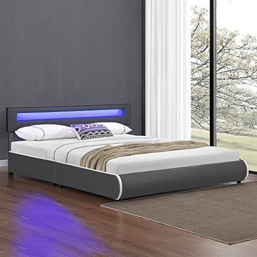 Juskys Polsterbett Sevilla 180x200 cm mit LED Beleuchtung, Lattenrost & Kopfteil - Holz & Kunstleder - 16 Farbeinstellungen & Fernbedienung - Bett Bettgestell Doppelbett - Grau Juskys Polsterbett Sevilla 180x200 cm mit LED Beleuchtung, Lattenrost & Kopfteil - Holz & Kunstleder - 16 Farbeinstellungen & Fernbedienung - Bett Bettgestell Doppelbett - Grau von Juskys