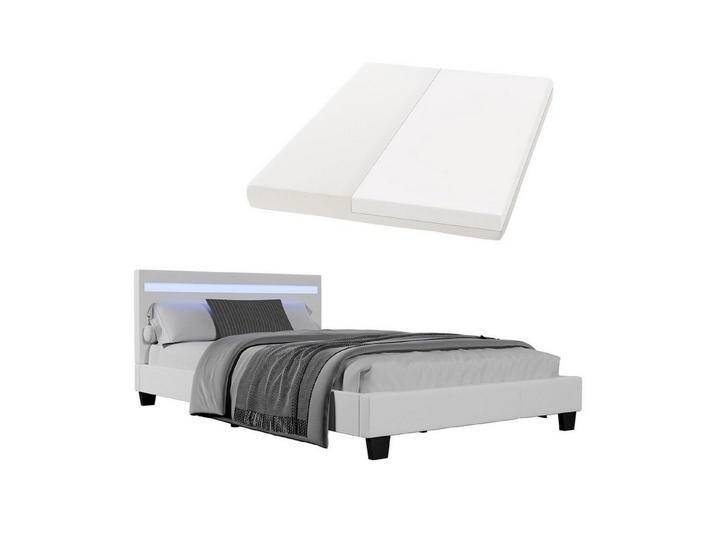 Juskys Polsterbett Verona, 120x200 cm, LED-Licht, weiches Kopfteil, inkl. Kaltschaummatratze, weiß Juskys Polsterbett Verona, 120x200 cm, LED-Licht, weiches Kopfteil, inkl. Kaltschaummatratze, weiß von Juskys