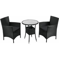 Polyrattan Balkon Set Bayamo 2 Personen – Tisch mit Glasplatte & 2 Stühlen – Wetterfeste Balkonmöbel – Auflagen waschbar – schwarz – grau - Juskys Polyrattan Balkon Set Bayamo 2 Personen – Tisch mit Glasplatte & 2 Stühlen – Wetterfeste Balkonmöbel – Auflagen waschbar – schwarz – grau - Juskys von Juskys