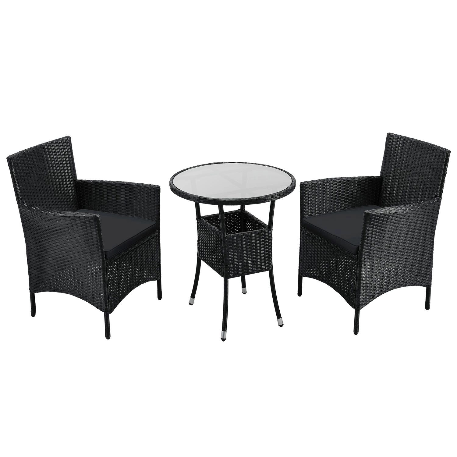 Juskys Polyrattan Gartenmöbel Balkon Set Bayamo in Schwarz mit Bezügen in Dunkelgrau Juskys Polyrattan Gartenmöbel Balkon Set Bayamo in Schwarz mit Bezügen in Dunkelgrau von Juskys