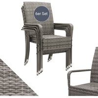 Juskys - Polyrattan Gartenstühle Yoro 6er Set - mit Armlehnen & Rückenlehne - 6 Stühle stapelbar - Rattan Stuhl Garten - Stapelstuhl Grau-meliert Juskys - Polyrattan Gartenstühle Yoro 6er Set - mit Armlehnen & Rückenlehne - 6 Stühle stapelbar - Rattan Stuhl Garten - Stapelstuhl Grau-meliert von Juskys