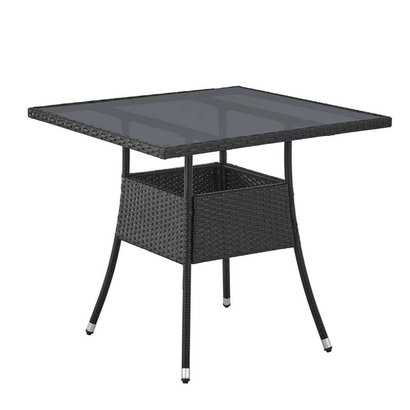 Juskys Polyrattan Gartentisch Yoro Quadratisch Schwarz 80x80 cm von Juskys