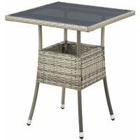 Polyrattan Gartentisch Yoro wetterfest - Balkontisch 60x60 cm eckig - Rattan Beistelltisch mit Glasplatte - kleiner Tisch für Balkon - Grau - Juskys von Juskys
