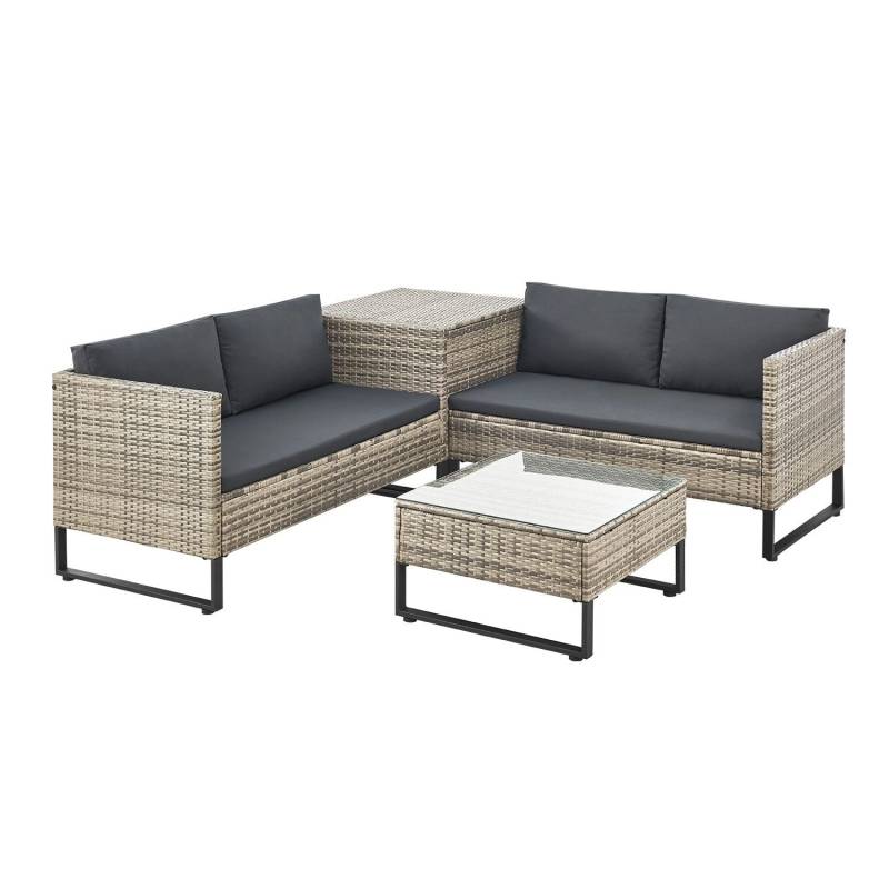 Juskys Polyrattan Lounge Santorini Grau Meliert Grau von Juskys