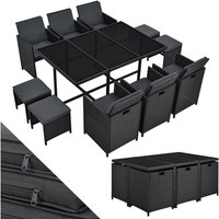 Polyrattan Sitzgruppe Baracoa xl 11-teilig – Gartenmöbel Set mit 6 x Stühle, 4 Hocker & Tisch für Garten & Terrasse – wetterfest & stapelbar - Juskys von Juskys
