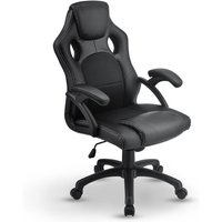 Racing Schreibtischstuhl Montreal - ergonomisch, höhenverstellbar & gepolstert, bis 120 kg - Bürostuhl Drehstuhl pc Gaming Stuhl - schwarz - Juskys von Juskys